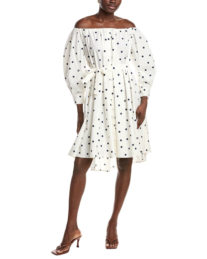 Maje Off-the-shoulder Shirtdress In Blue