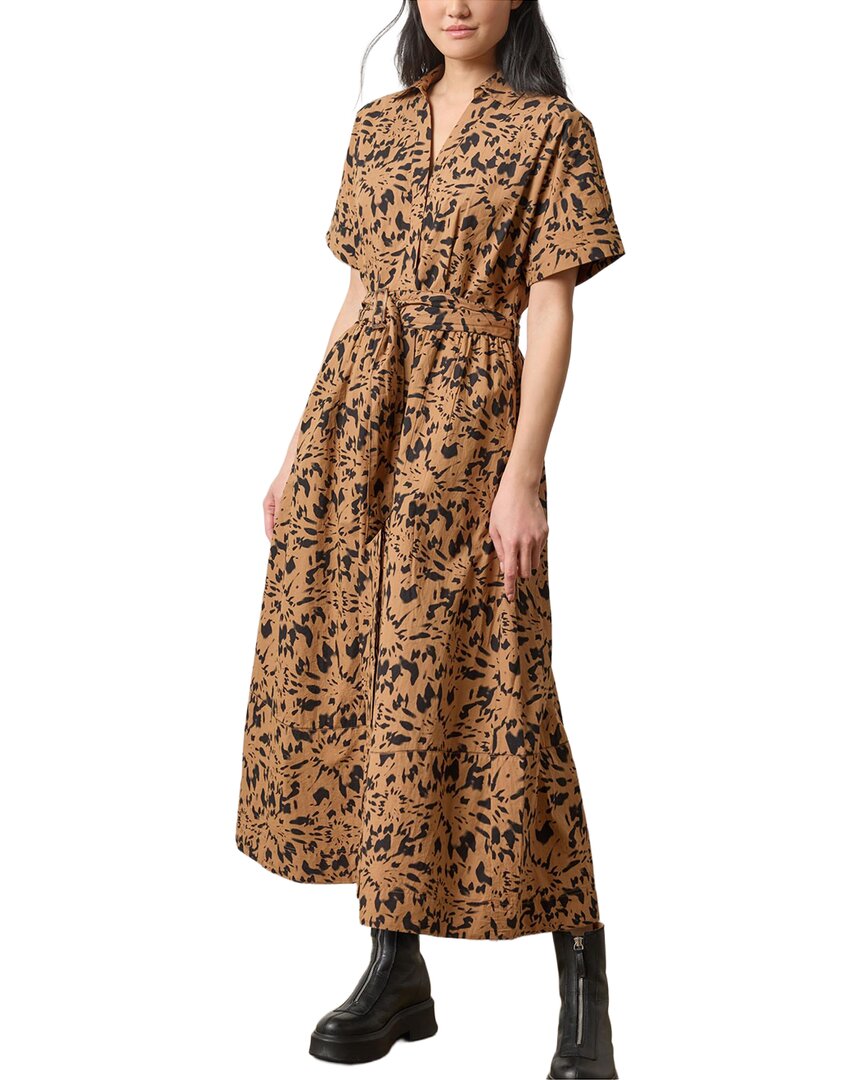 Lilla P Collared Maxi Shirt Dress In Brown