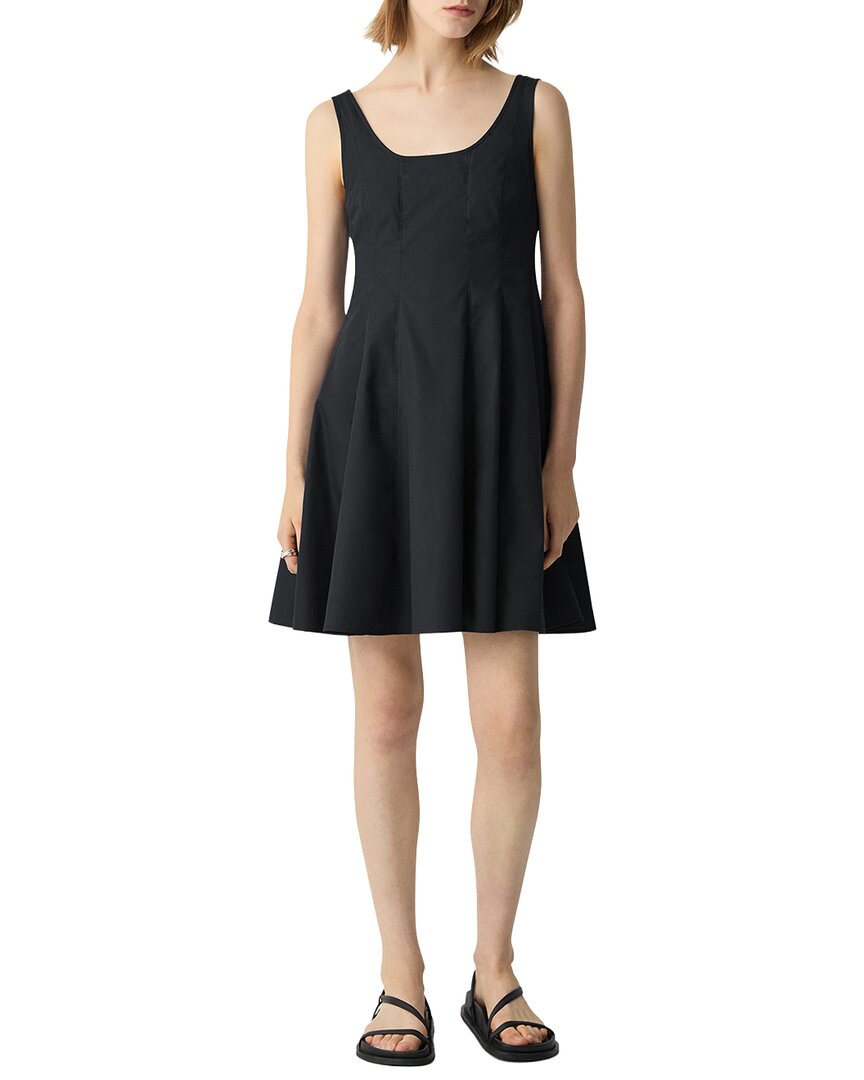 Theory Sleeveless Seam Flare Dress In Black