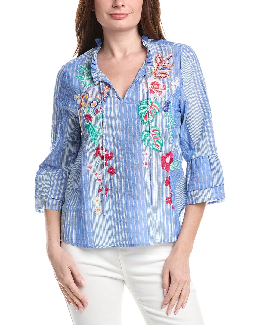 Renuar Woven Blouse In Blue