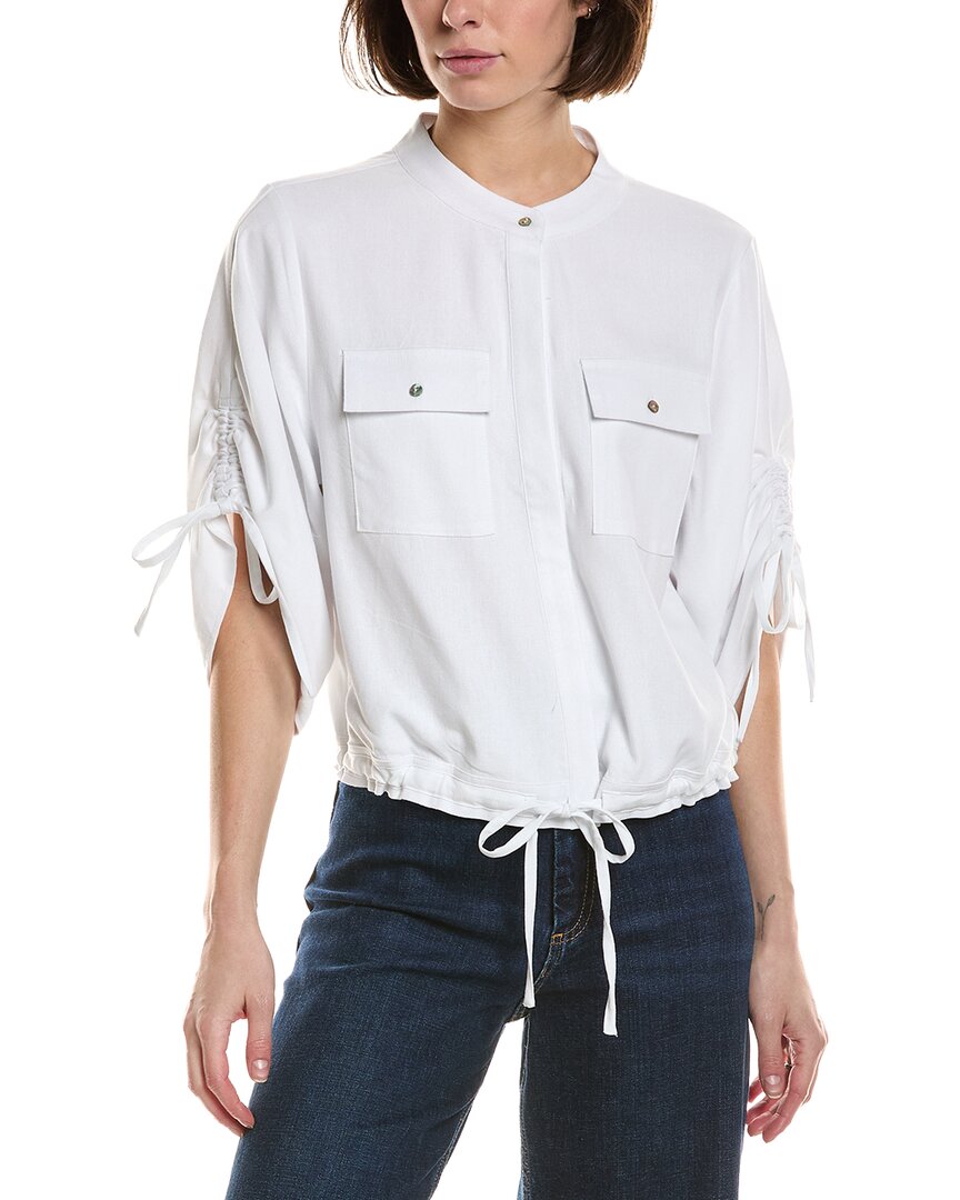 Nicole Miller Linen-blend Jacket In White
