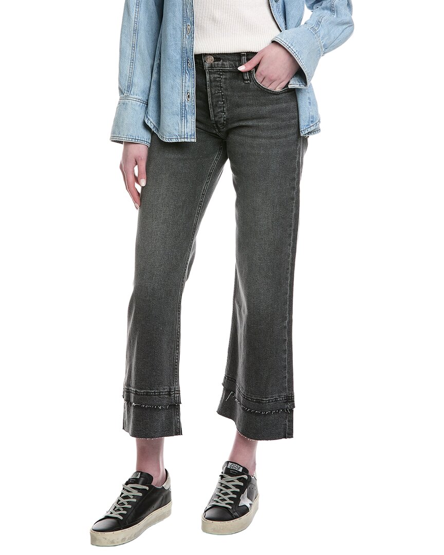 Hudson Jeans Rosie High-rise Asphalt Wide Leg Ankle Raw Hem Jean In Black