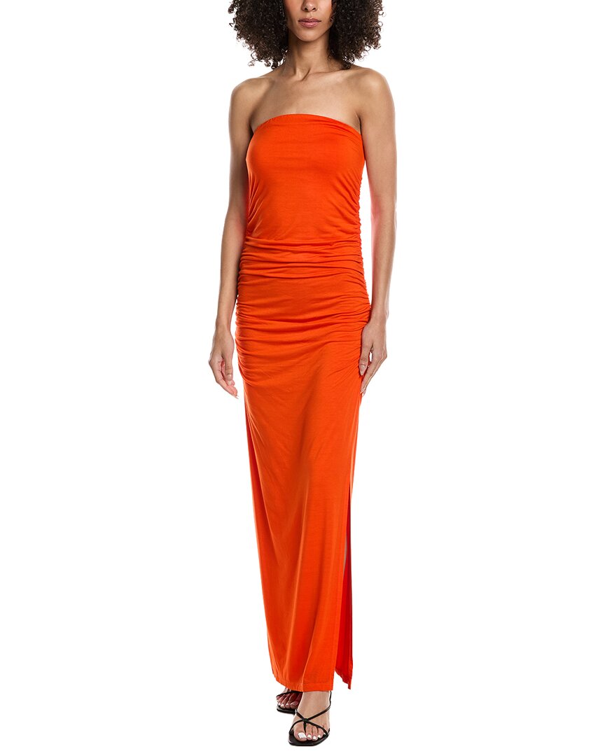 Project Social T Nala Strapless Side Ruched Maxi Dress In Red