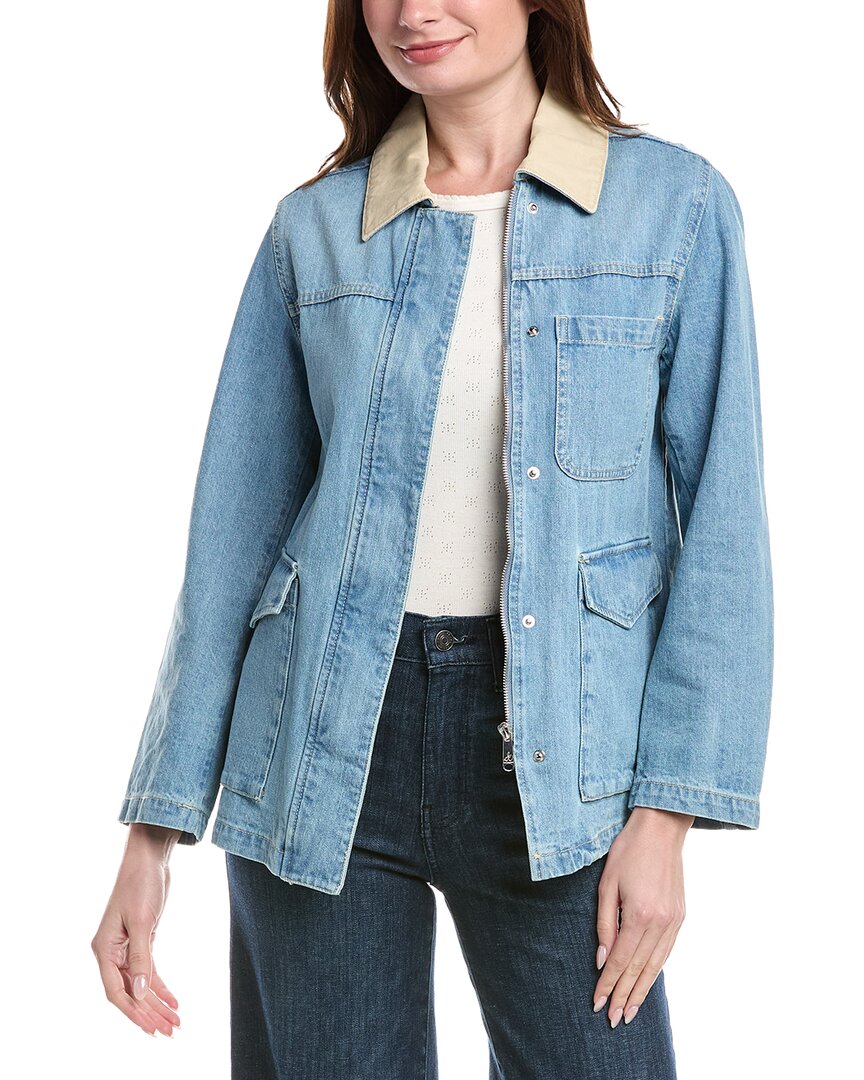 Sam Edelman Washed Denim Jacket 27.7 In Blue