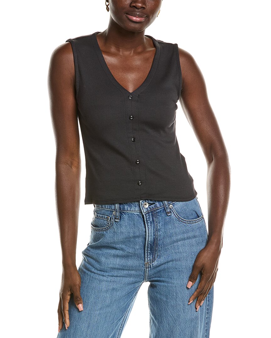 Rag & Bone Essie Rib V Button Tank In Black