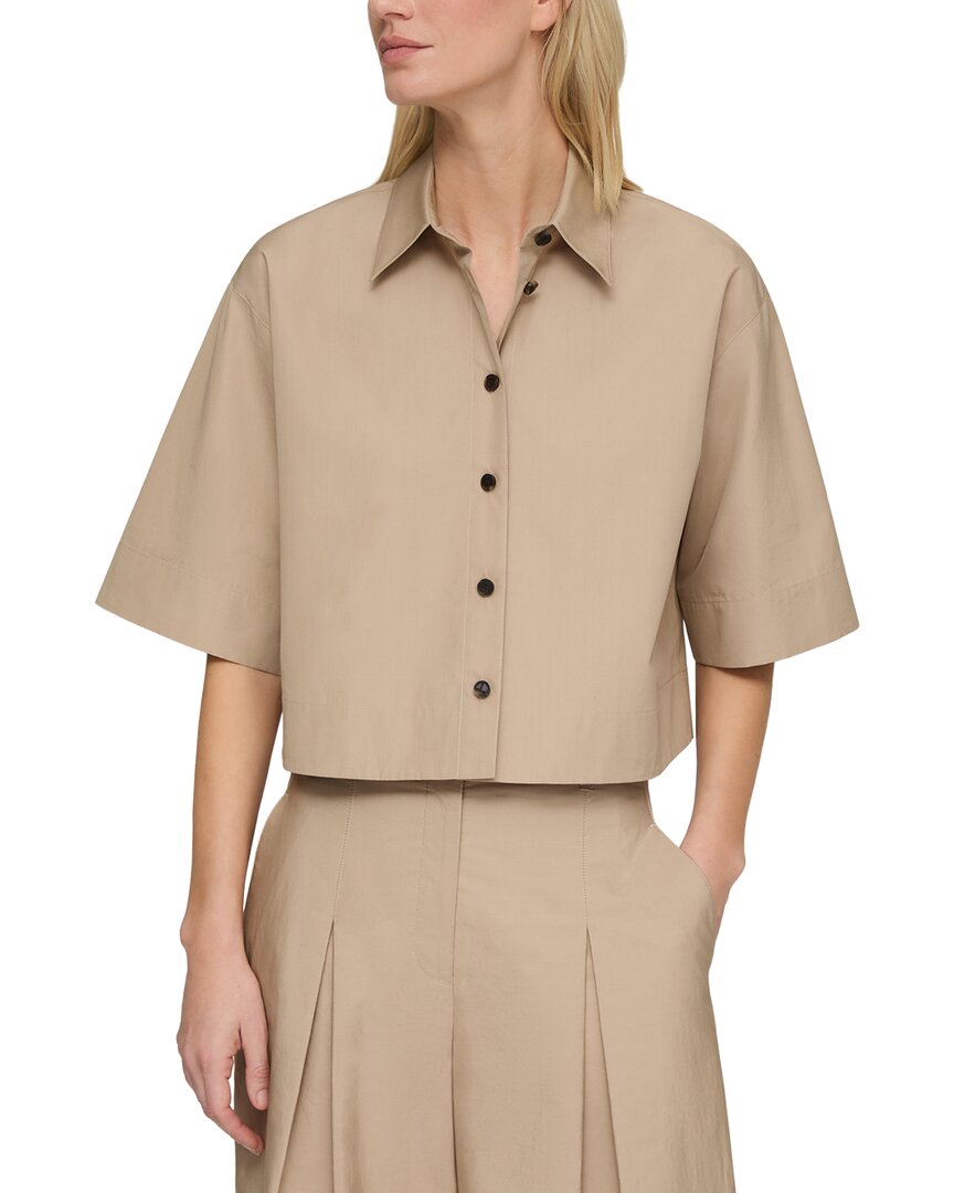 Lafayette 148 New York Button Front Cropped Shirt