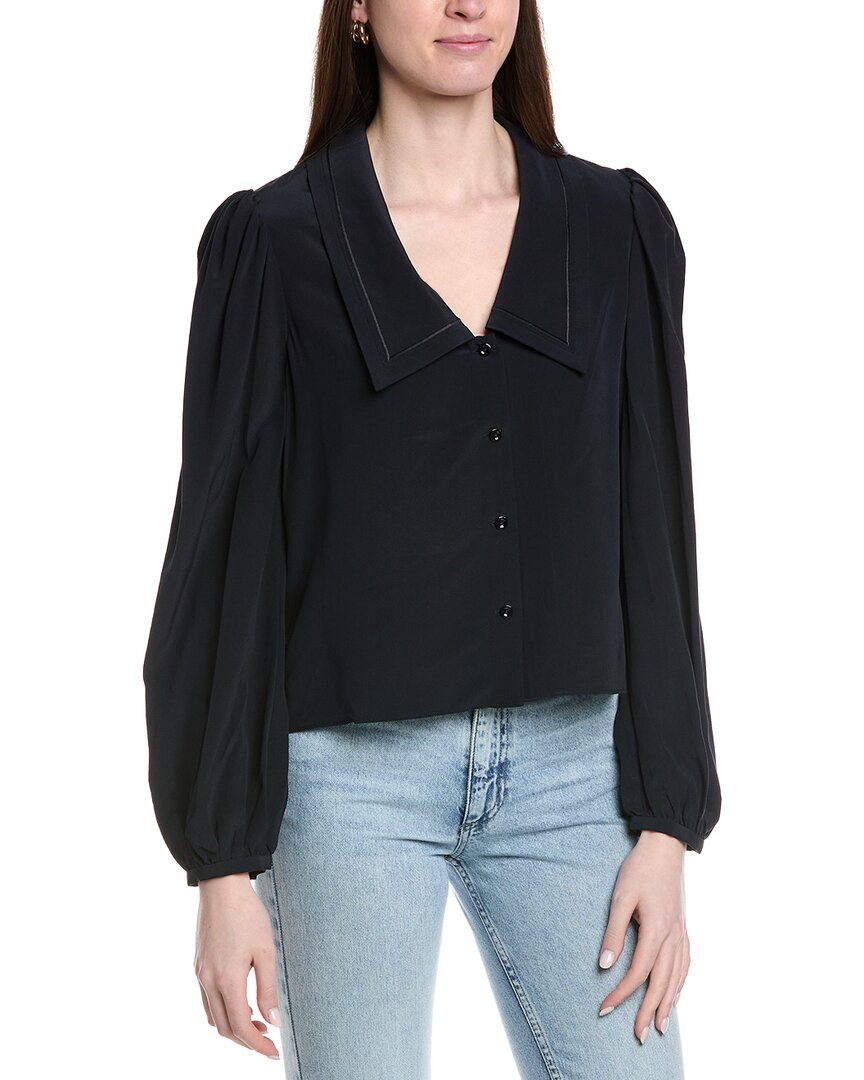 Frame Denim The Sailor Silk Blouse In Blue