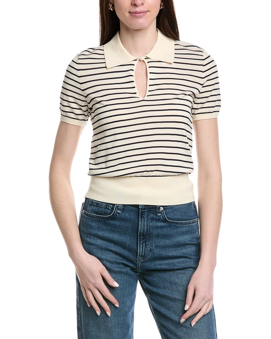 Frame Denim The Keyhole Polo Top In White