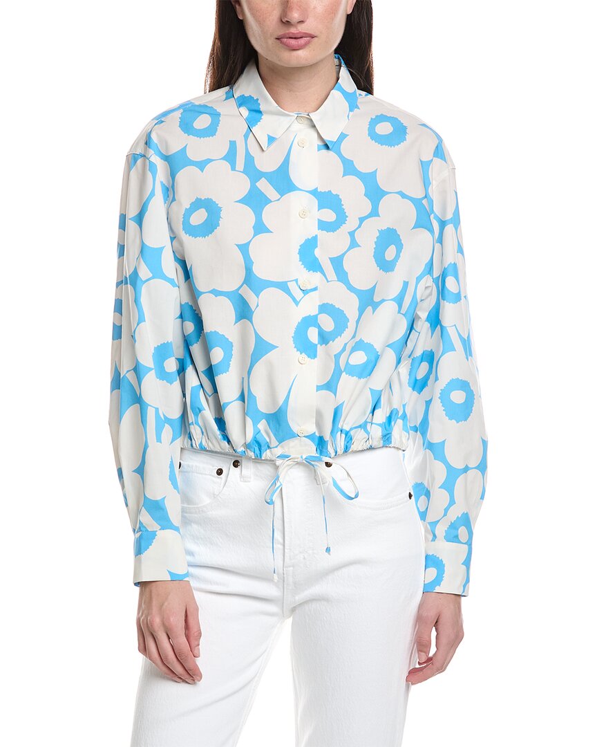 Marimekko Rypytys Unikko Button Front Shirt In Blue