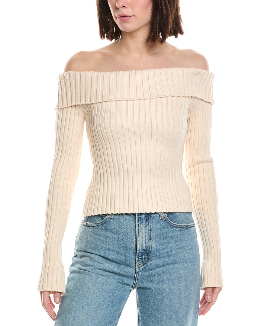 Guizio Thalia Off-shoulder Sweater In Neutral