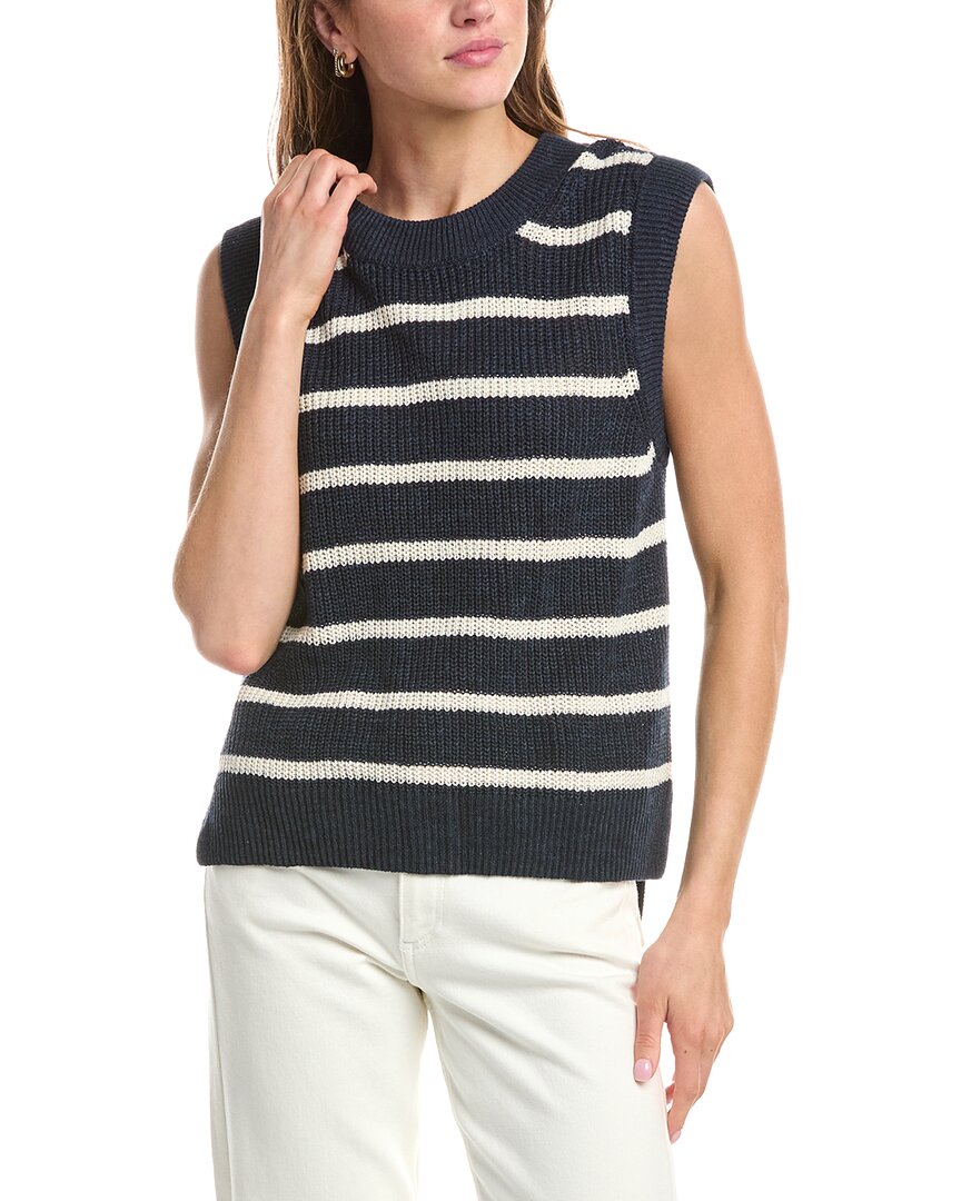 Faherty Miramar Linen-blend Sweater Tank In Blue