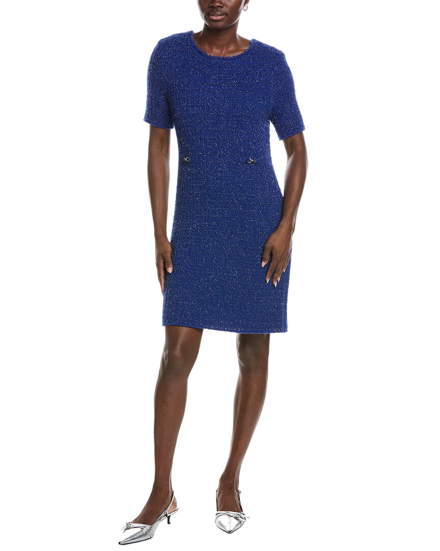Marc Cain Mini Wool-blend Dress In Blue