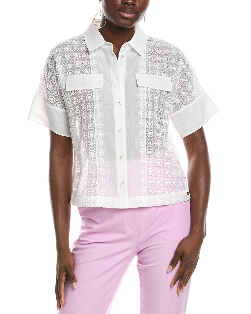 Marc Cain Embroidered Lace Blouse In White