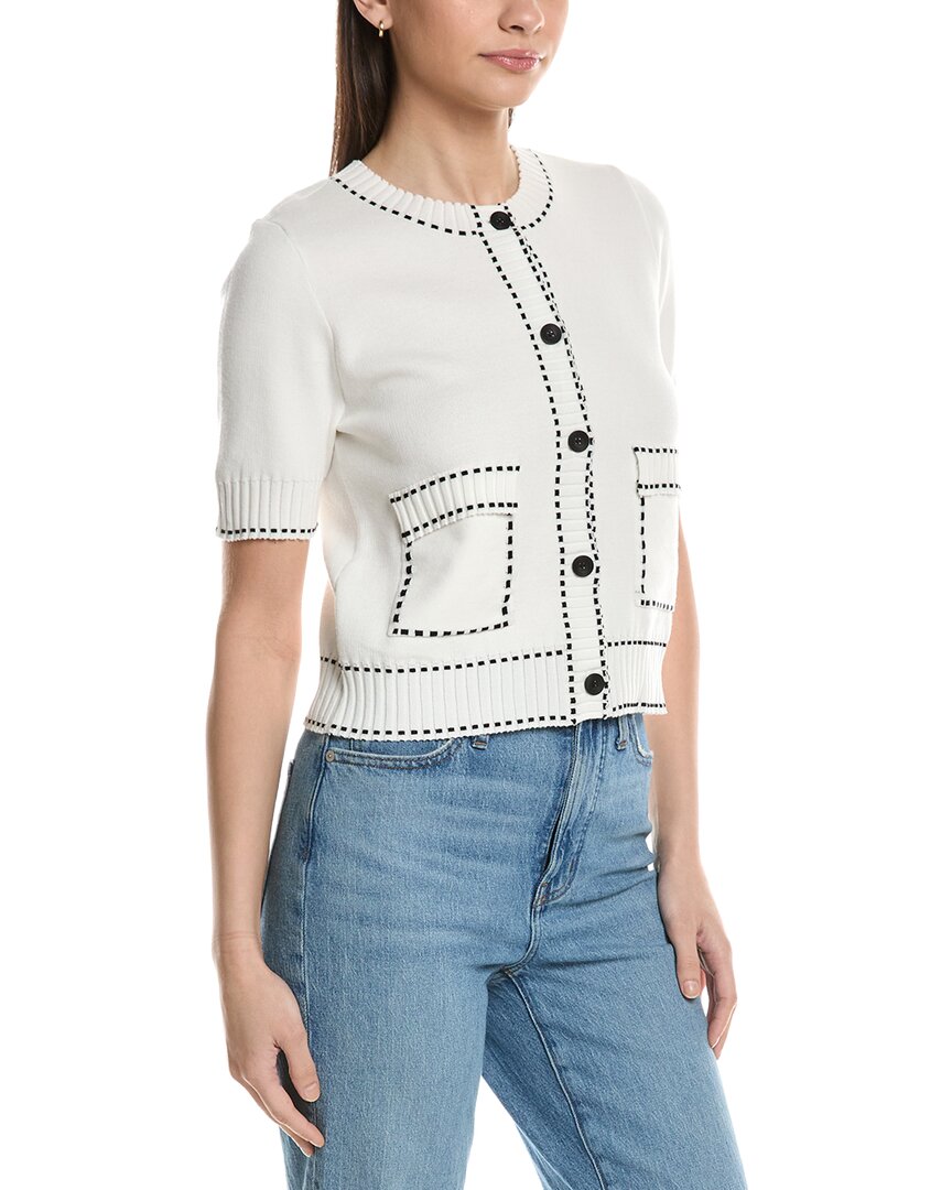 Ellen Tracy Knit Cardigan In White
