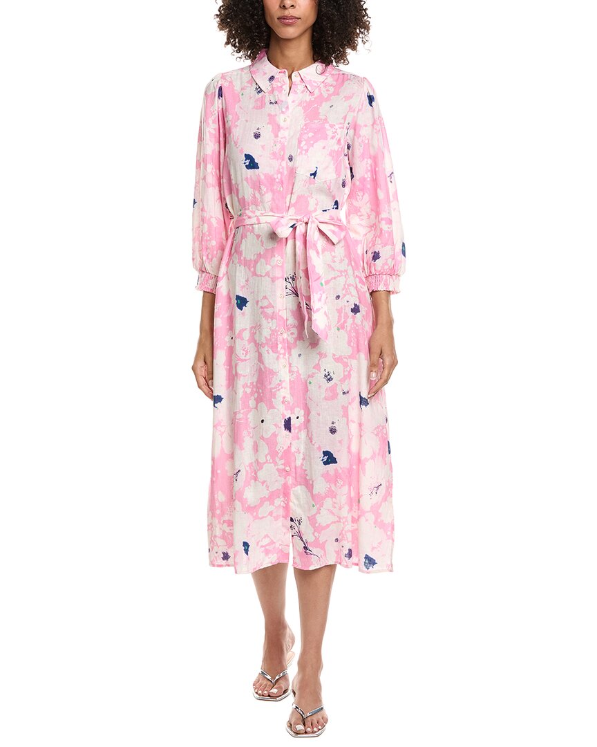 Pom Amsterdam Linen-blend Midi Shirtdress In Pink