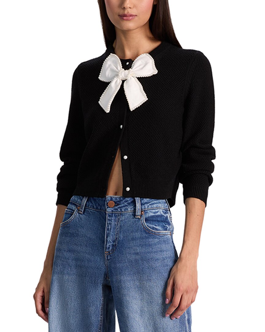 Alice And Olivia Alice + Olivia Dollie Wool-blend Cardigan In Black