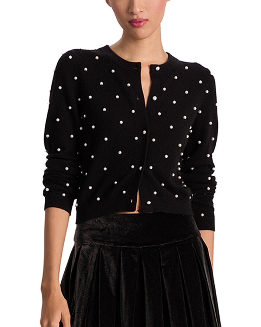 Alice And Olivia Alice + Olivia Dollie Embellished Cashmere-blend Cardigan In Black