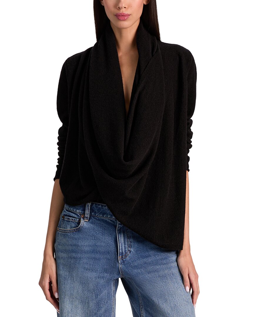 Alice And Olivia Jules Draped Pullover In Black