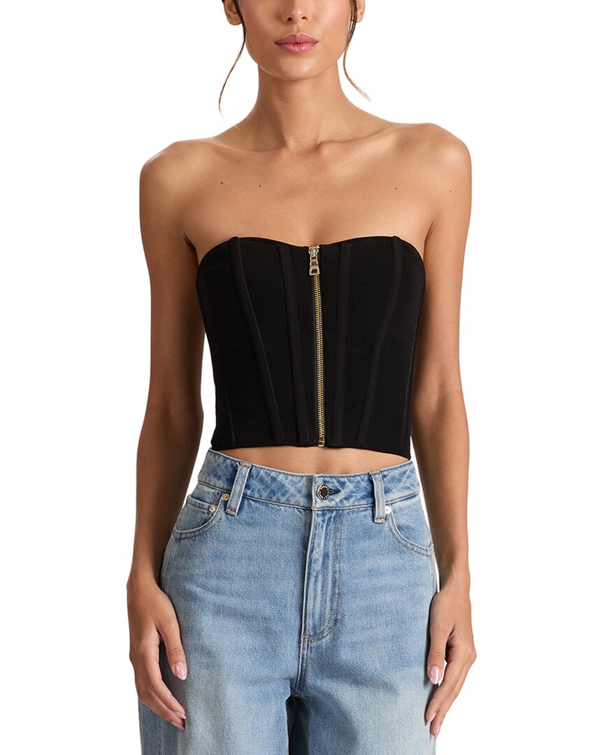 Alice And Olivia Alice + Olivia Tasha Zip Front Corset In Black