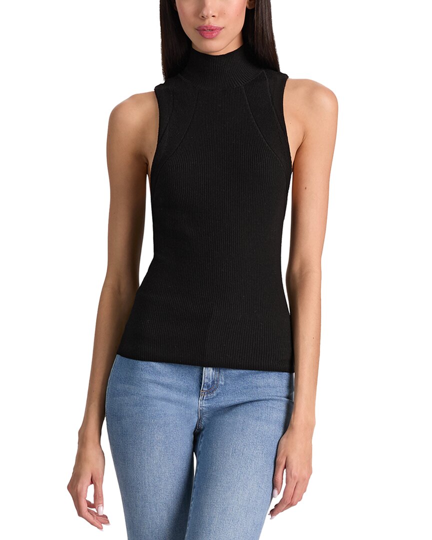 Alice And Olivia Alice + Olivia Darcey Novelty Ribbed Wool-blend Tank In Black