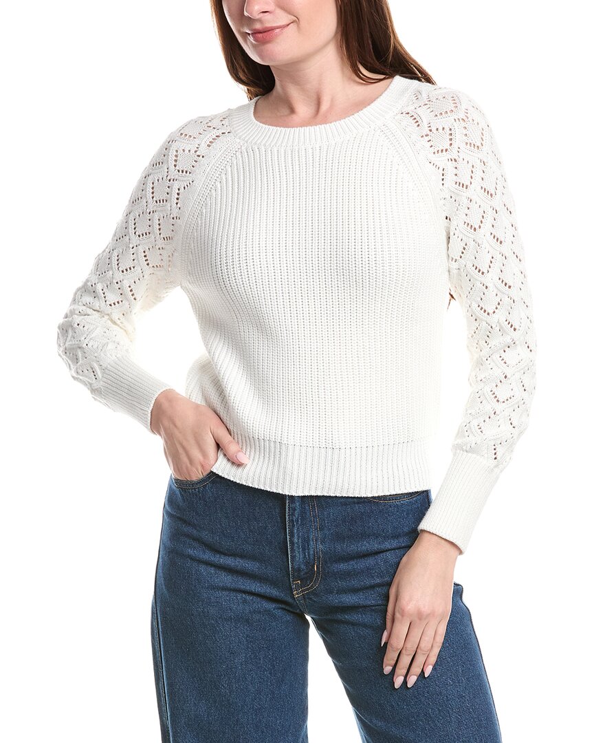 &isla Daniela Pointelle Sleeve Top In White
