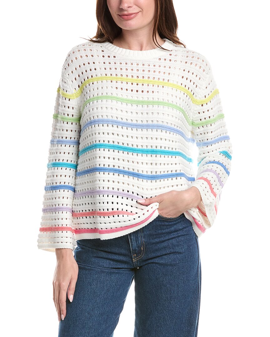 &isla Effie Pointelle Stripe Beach Top In White