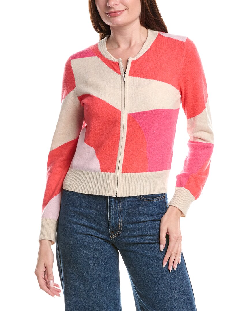 &isla Kali Geo Intarsia Cashmere Bomber Jacket In Red