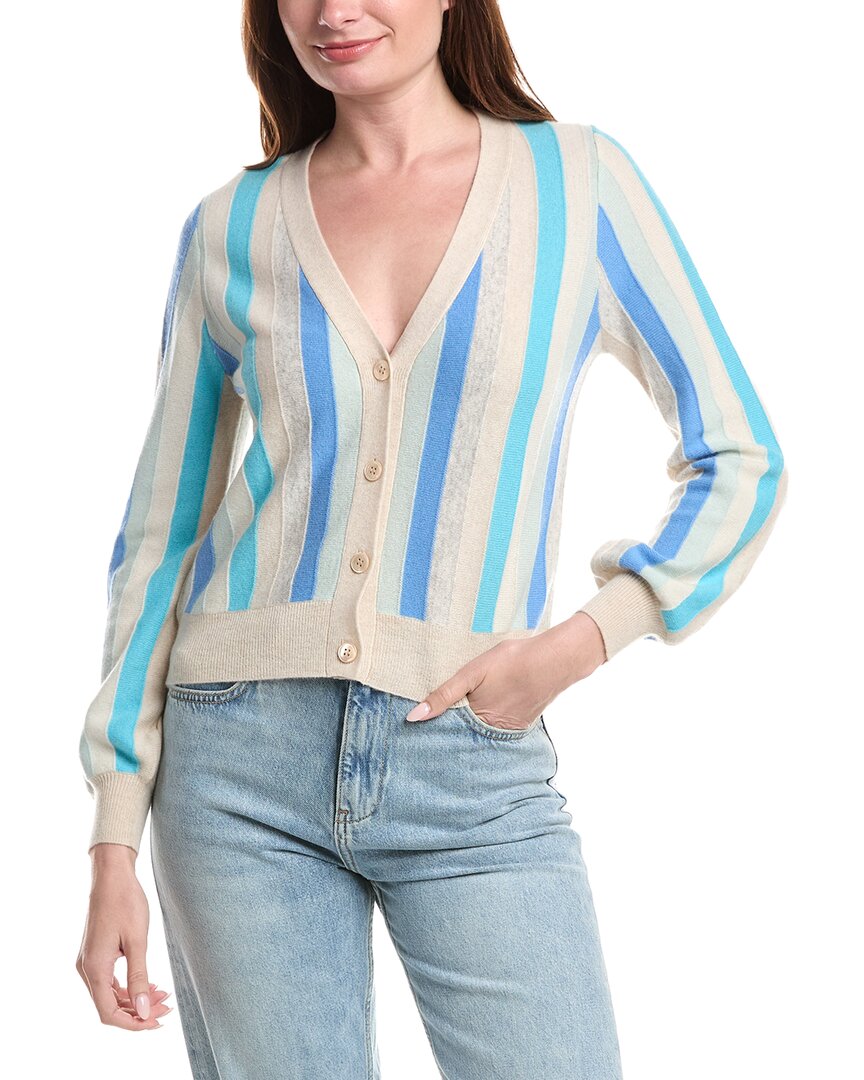 &isla Kayla Vertical Stripe Cashmere Cardigan In Blue