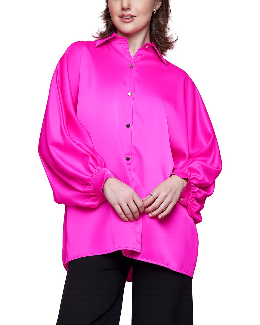 Why Dress Satin Button Up In Pink