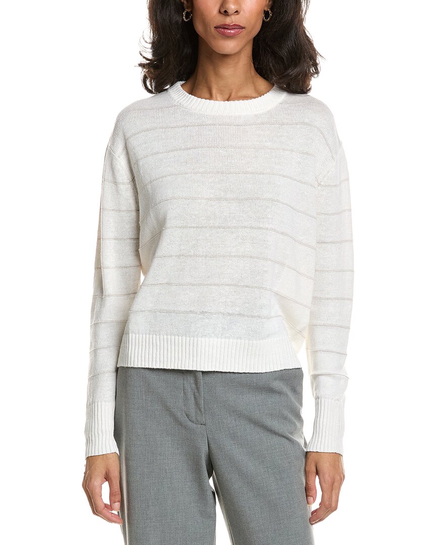 Forte Textured Crop Linen Sweater In Brown