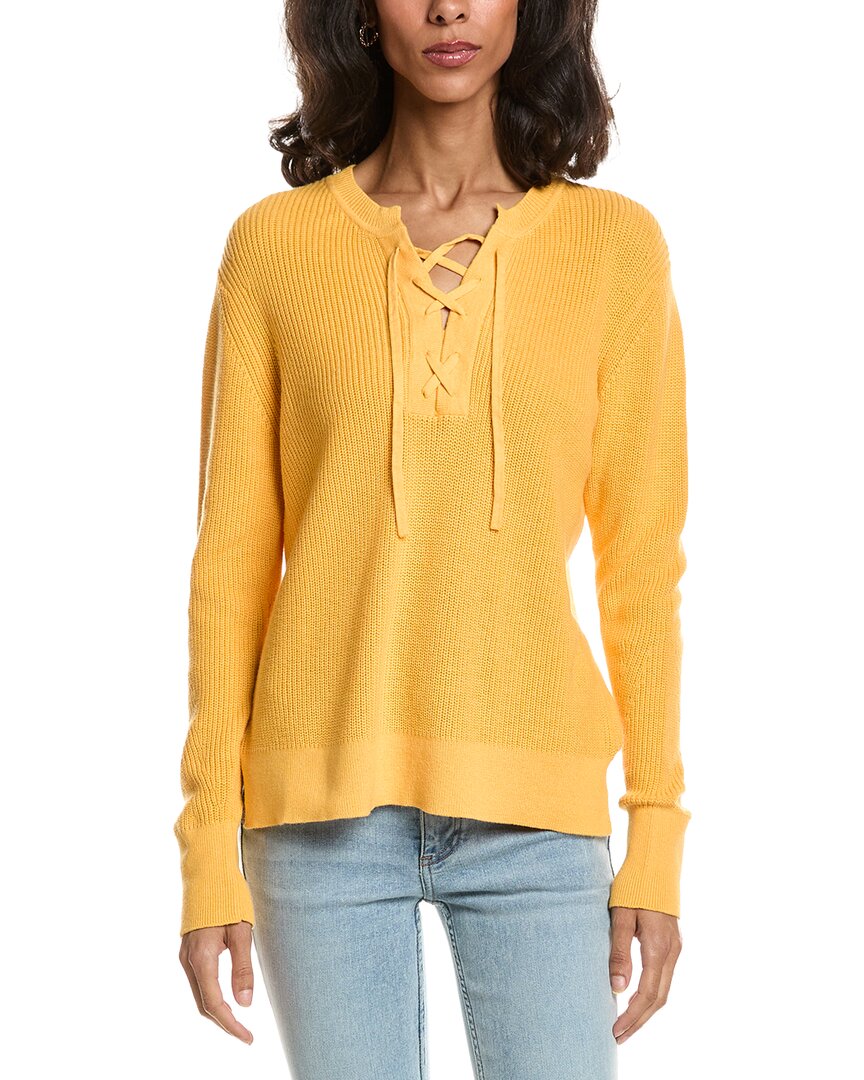 Forte Lace-up Rib Crewneck Sweater In Orange