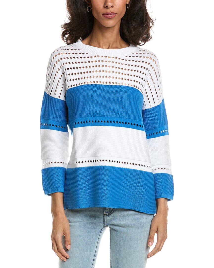 Forte Textured Wide Stripe Pullover In White