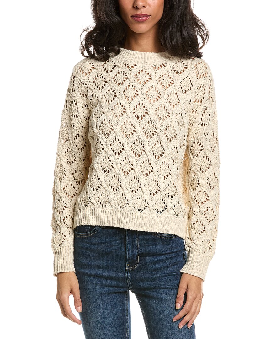 Forte Openwork Crewneck Sweater In Pink