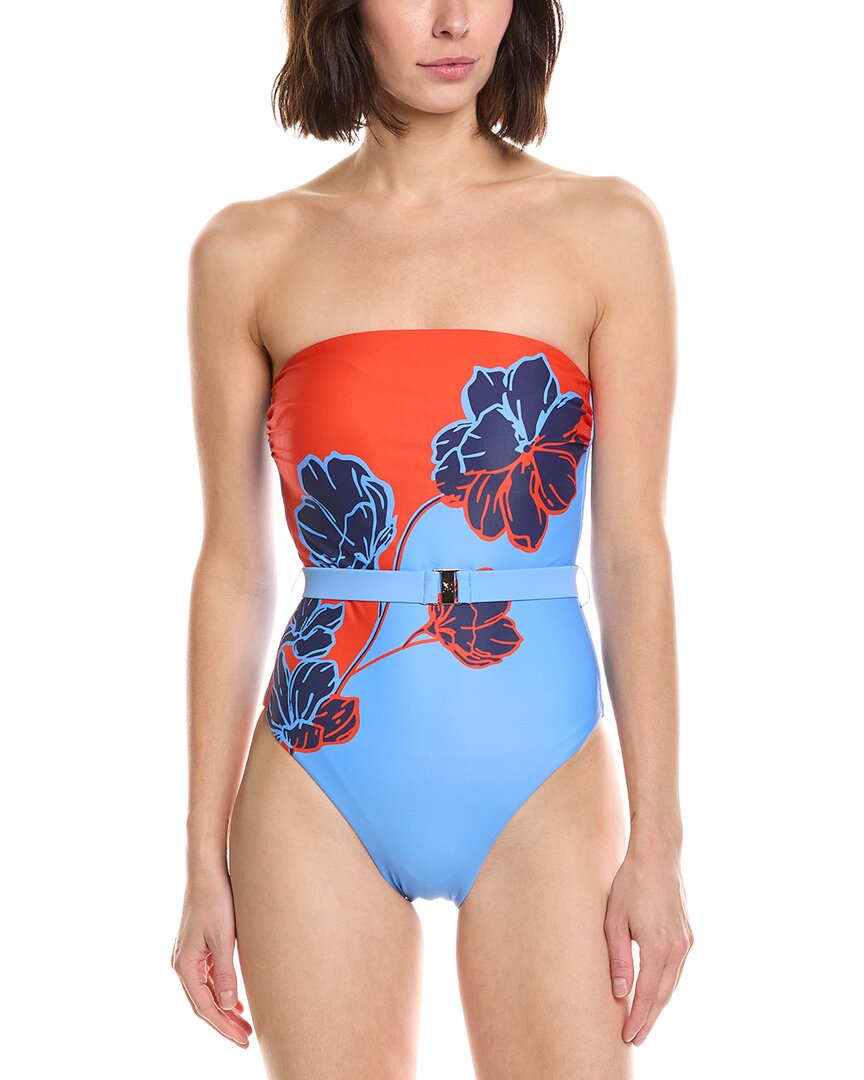Milly Skewed Petal Strapless One-piece In Orange