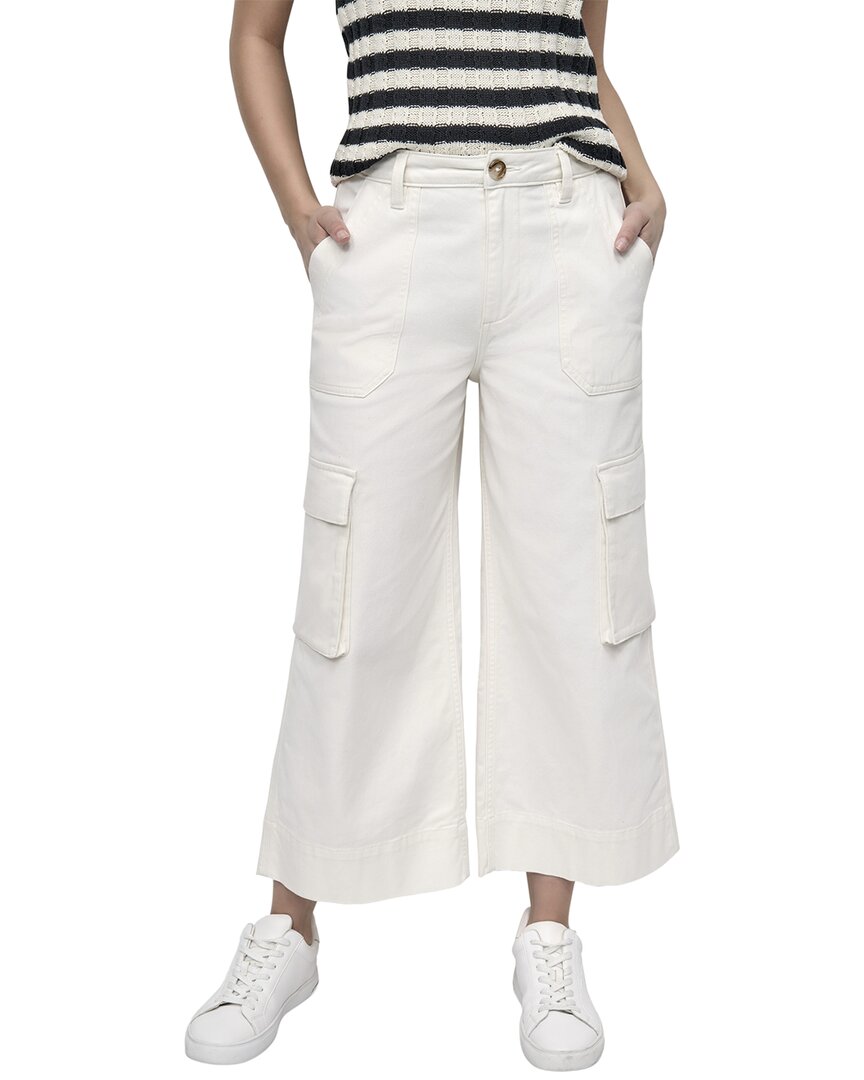 Dkny High Rise Ecru Wide Leg Stretch Jean In Ecr-ecru