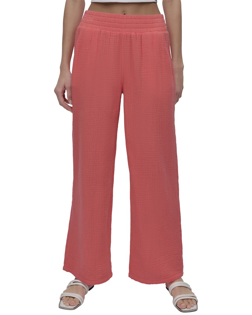 Dkny Wide Leg Pleated Pant In Red