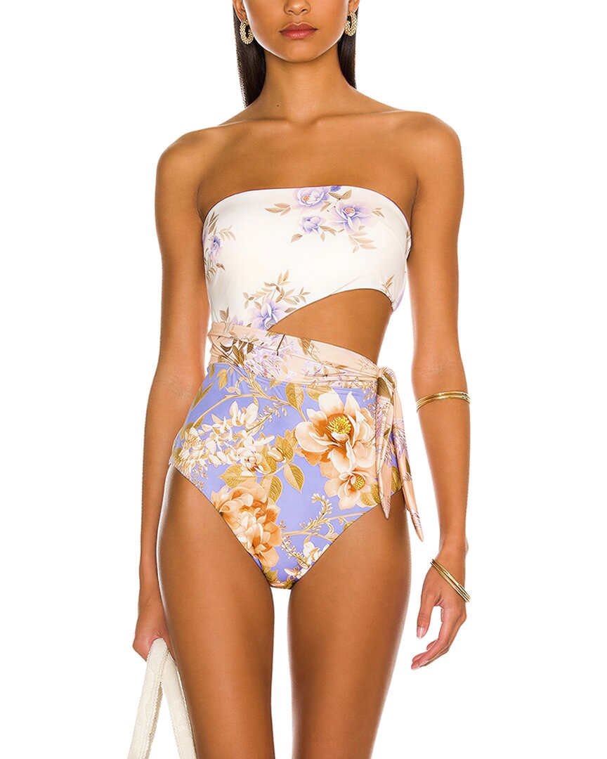 Lily Kim Swimsuit In White & Floral Print