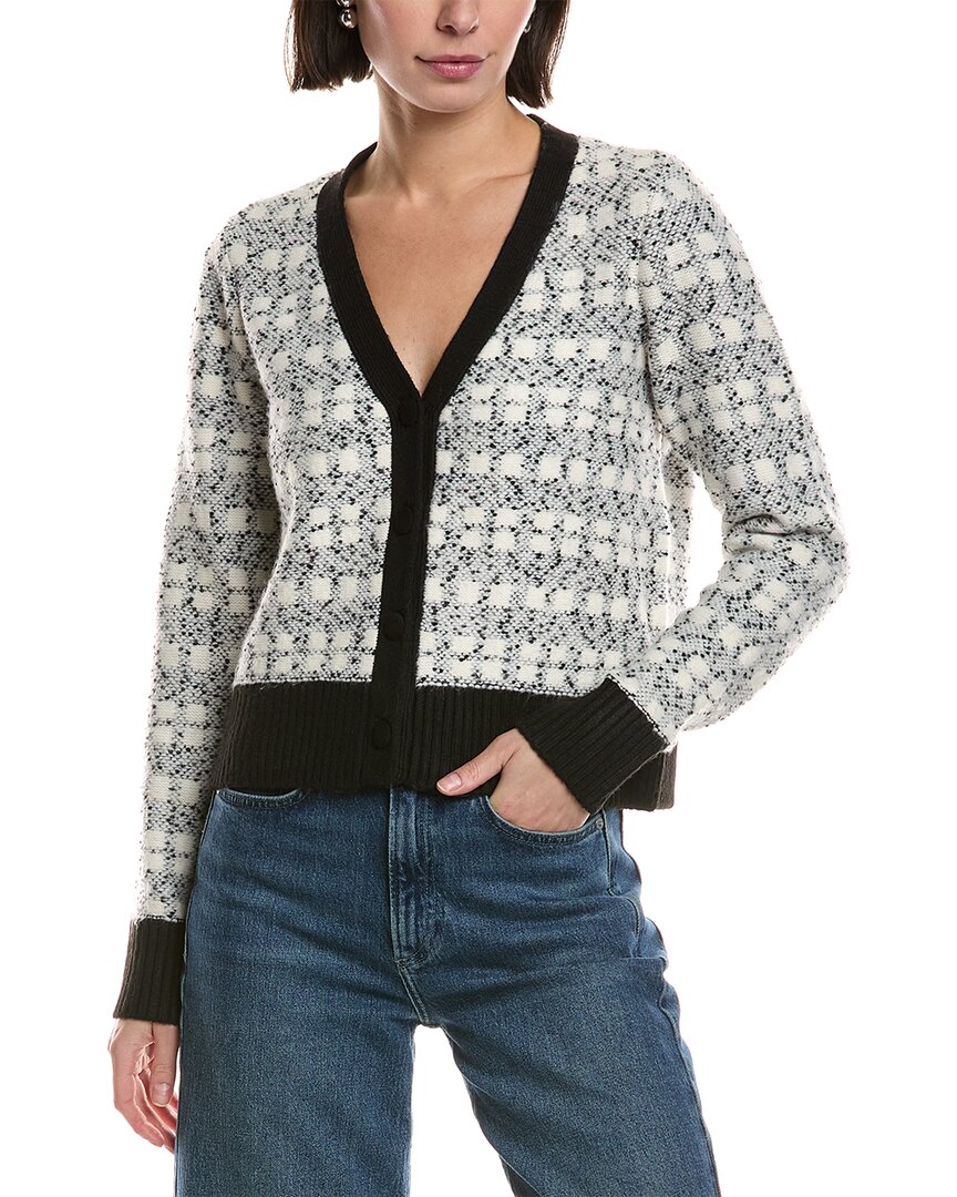 Laundry By Shelli Segal Boucle Rib Trim Cardigan In White