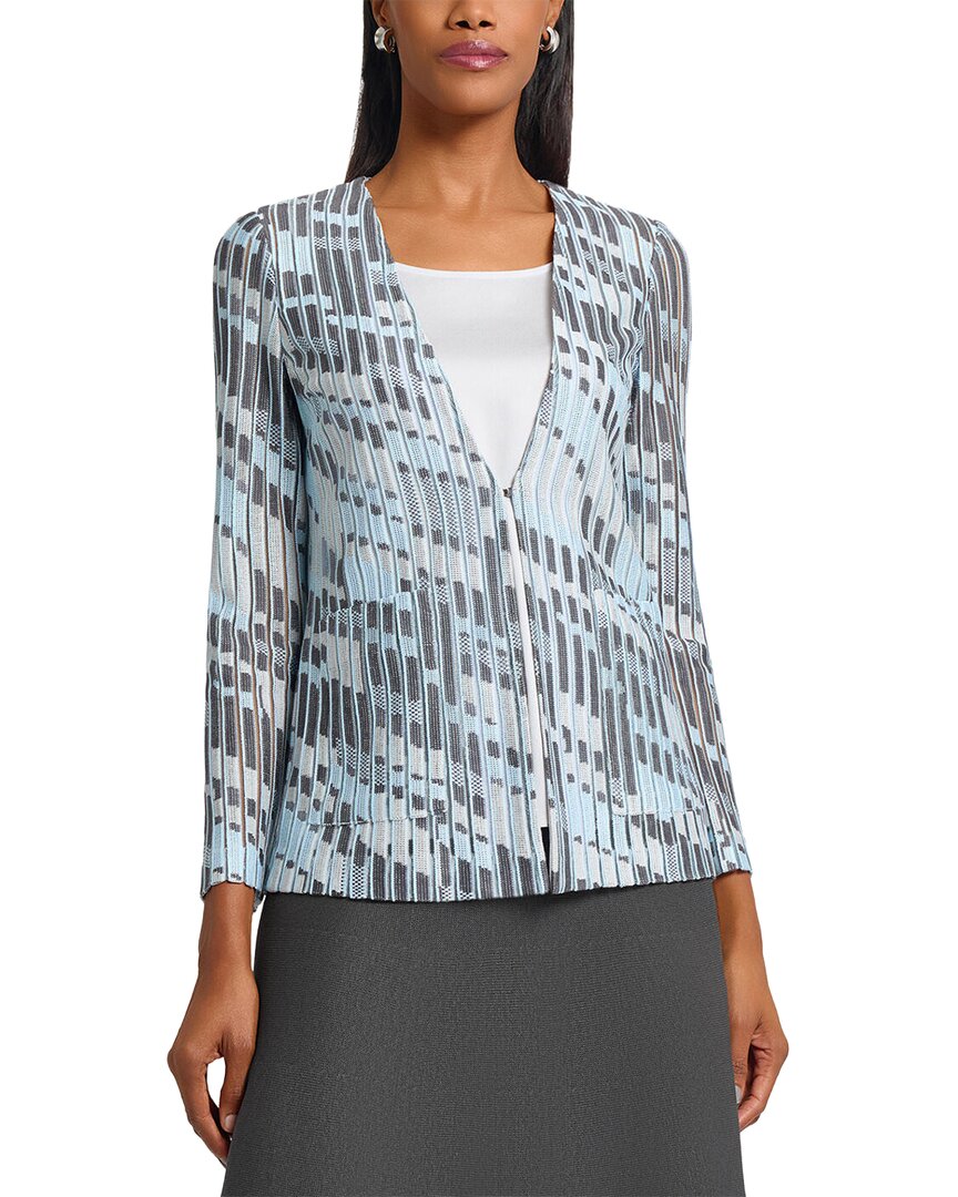 Ming Wang Heritage Fit Burnout Jacquard Knit Jacket