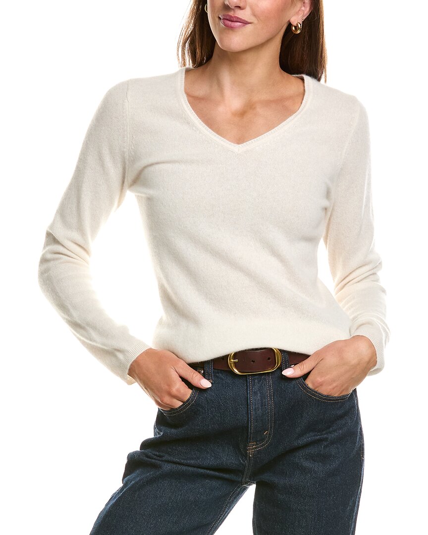 Incashmere Basic V-neck 100% Cashmere Sweater In Neutral