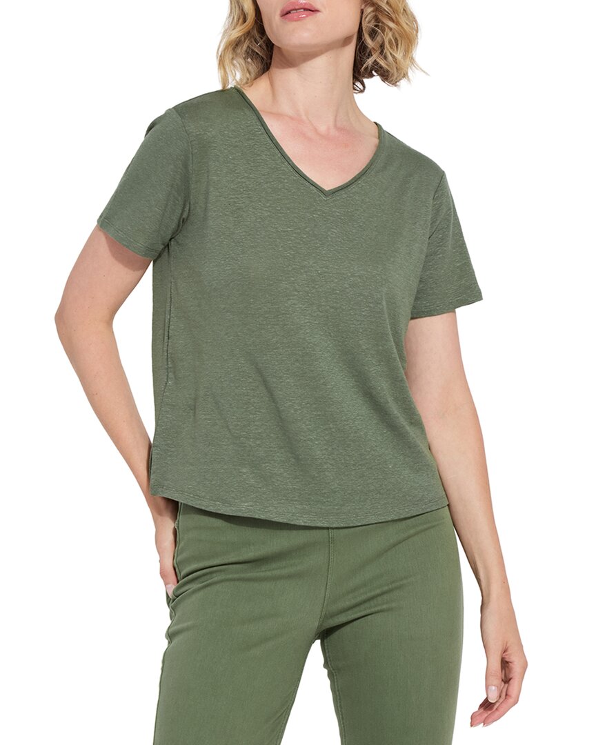 Lyssé Cyrus Box Cut Linen-blend T-shirt In Stone Green