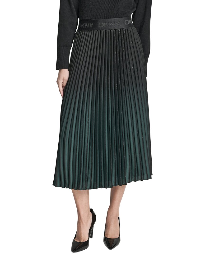 Dkny Pull On Pleated Foil Skirt In Qoo-bk/atlntic Green