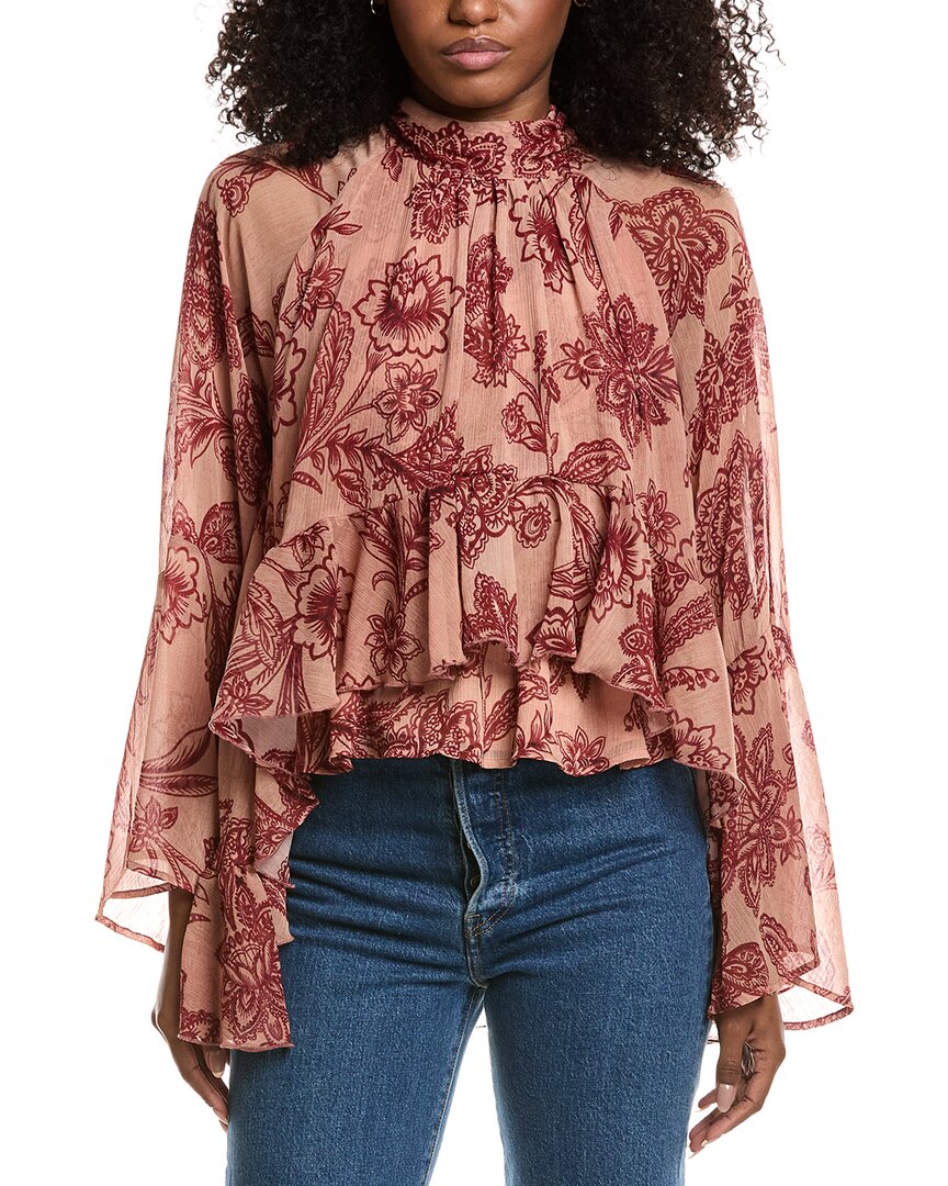 Avec Les Filles Printed Blouse In Pink