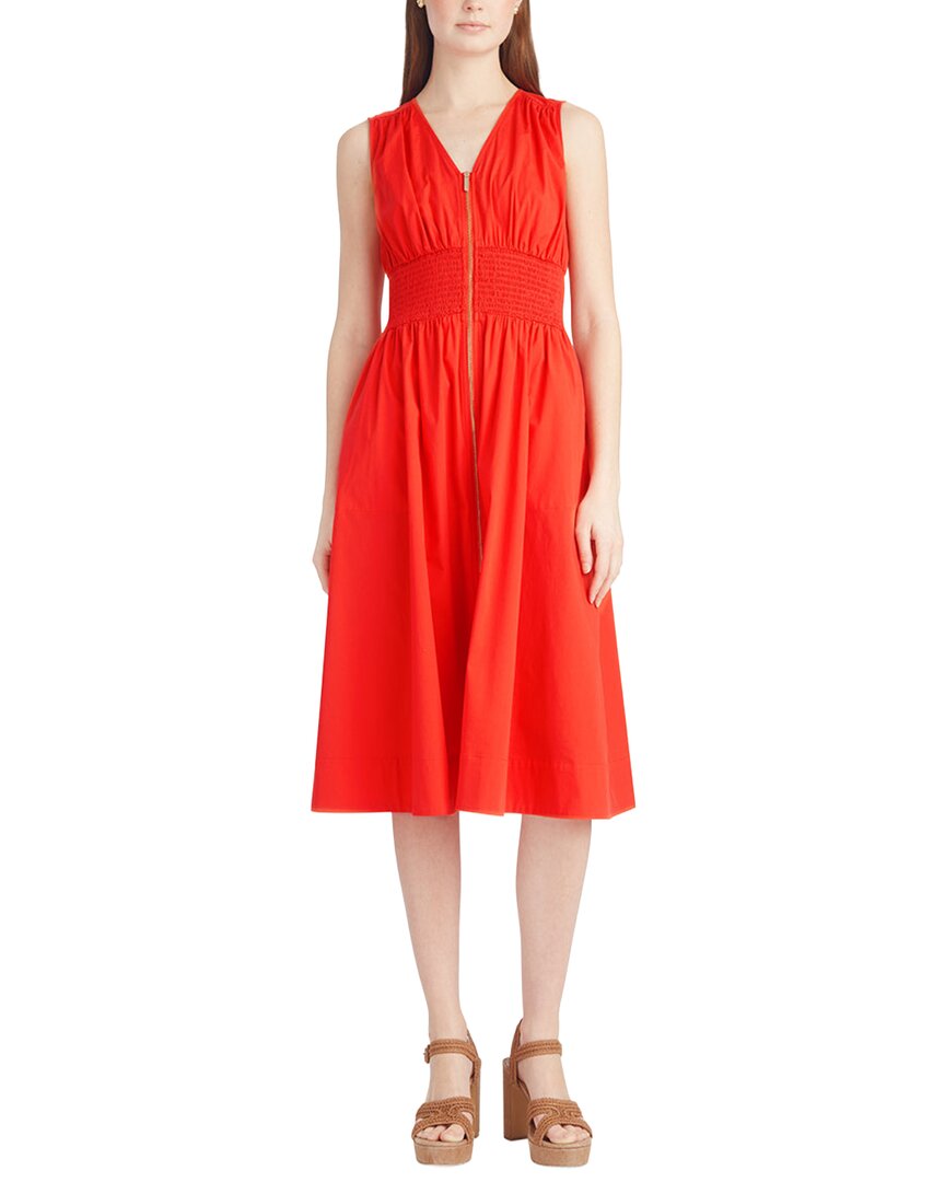 Draper James Amber Sleeveless Smocked Waist Midi Dress In Red