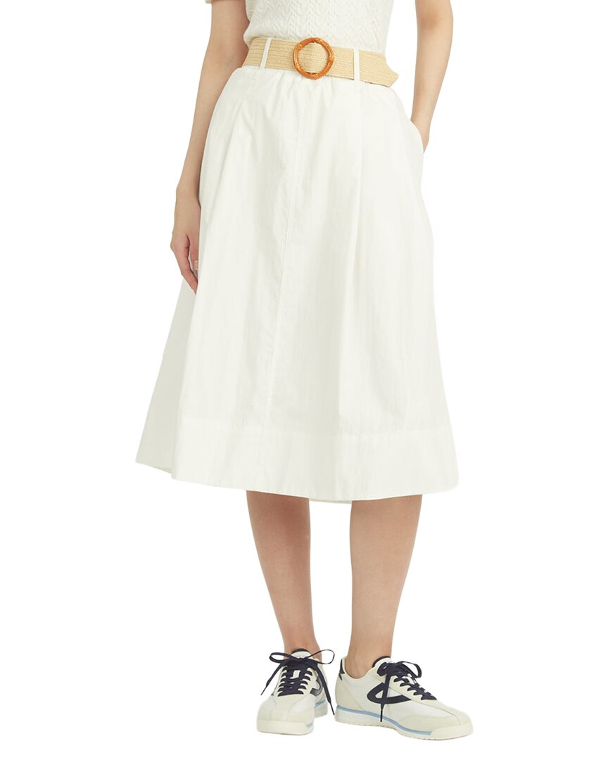Draper James Contrast Belt Linen Skirt In White
