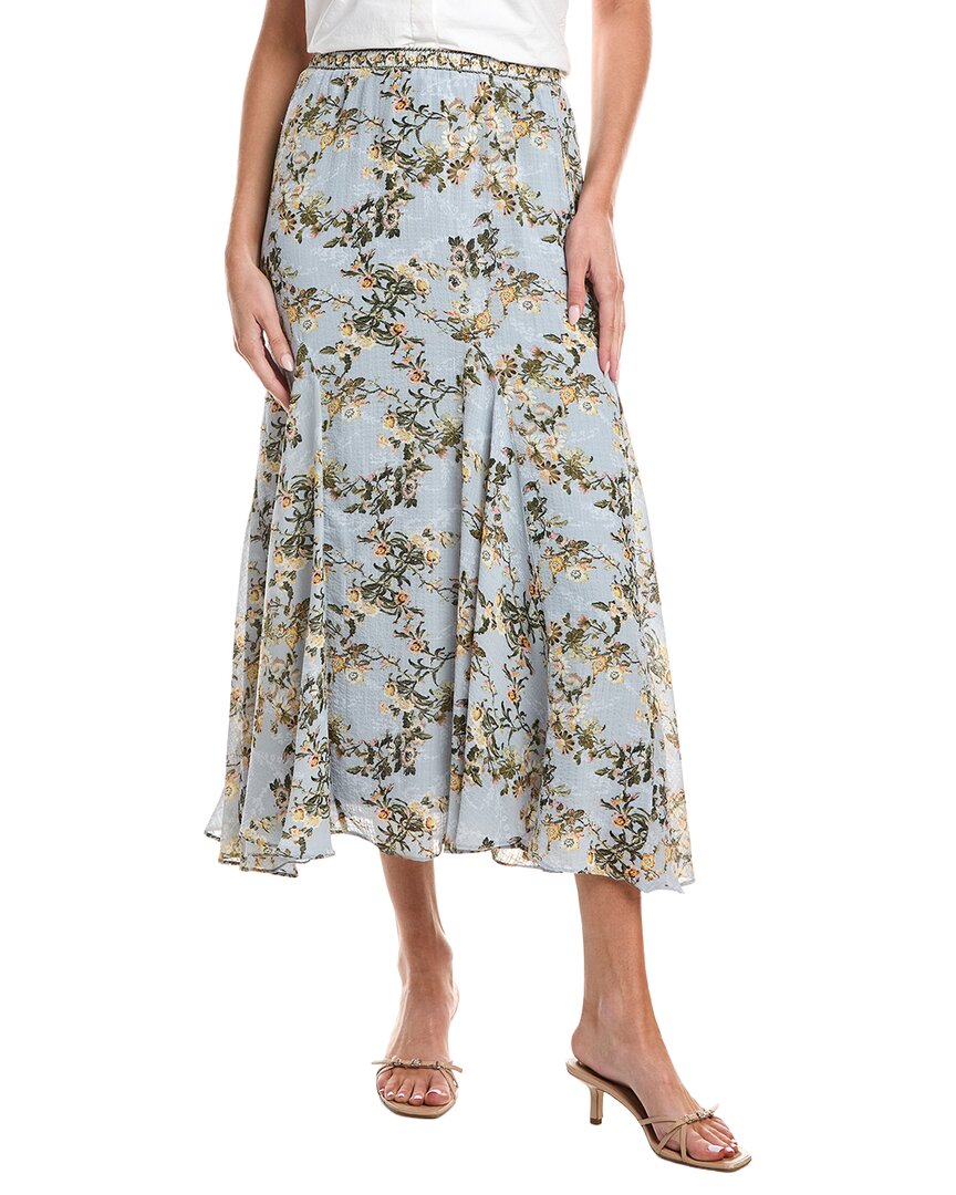 Max Studio Floral Georgette Godet Maxi Skirt In Blue
