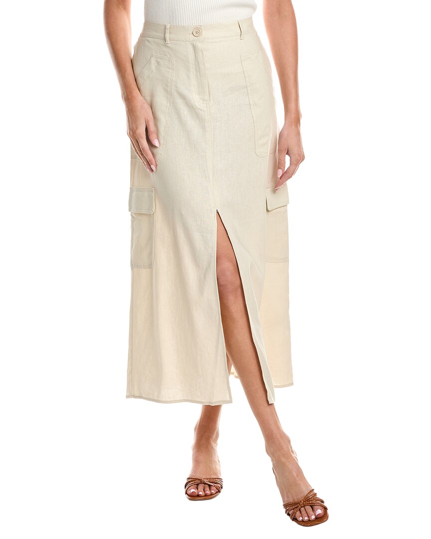 Max Studio Linen-blend Cargo Maxi Skirt In Brown