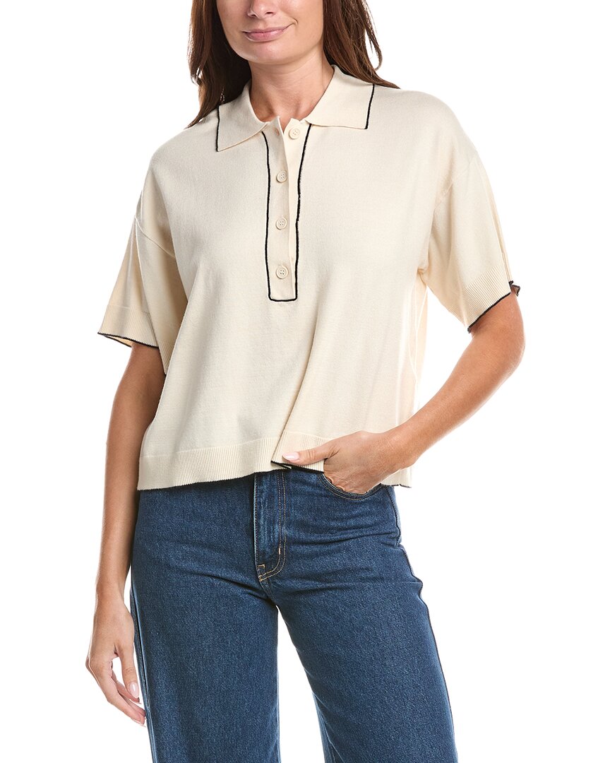 Max Studio Short Sleeve Sweater In White