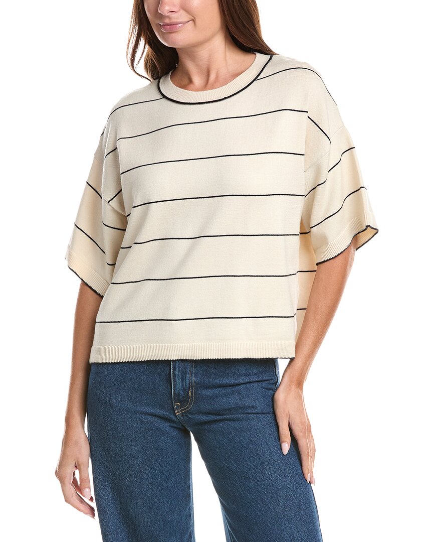 Max Studio Elbow Sleeve Sweater Top In White