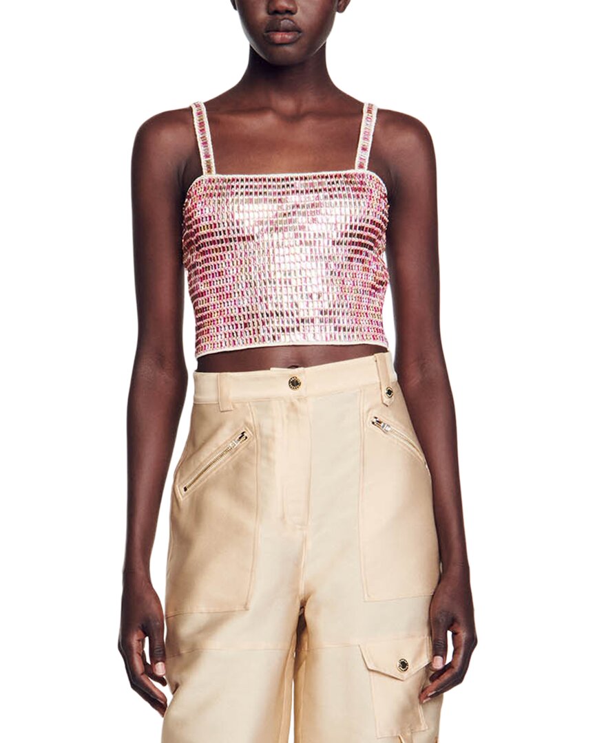 Sandro Flashy Sweater In Pink